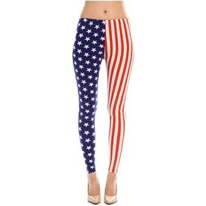 Women’s Patriotic American Flag Leggings Size L